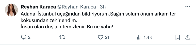 reyhan karaca nin ucakta ter kokusu isyani bu ne yahu